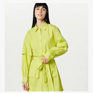 NWT Women's Lime Green Belted Shirt Dress